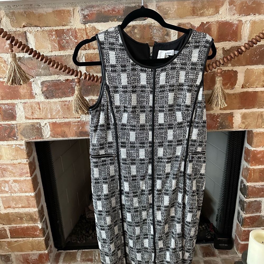 Calvin Klein Black and White Patterned Mini Dress